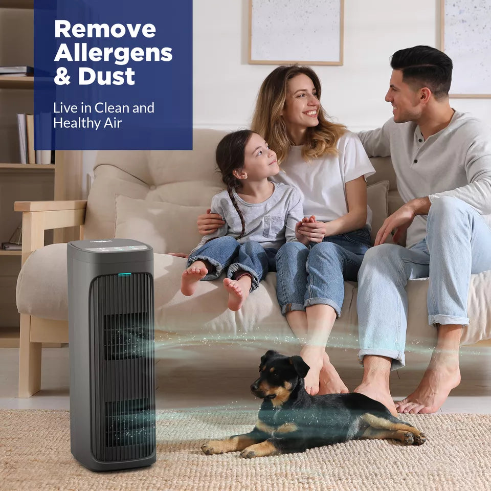 Air Purifier For Home Allergies Pets Smog, HEPA Filter,White Black Air Cleaner