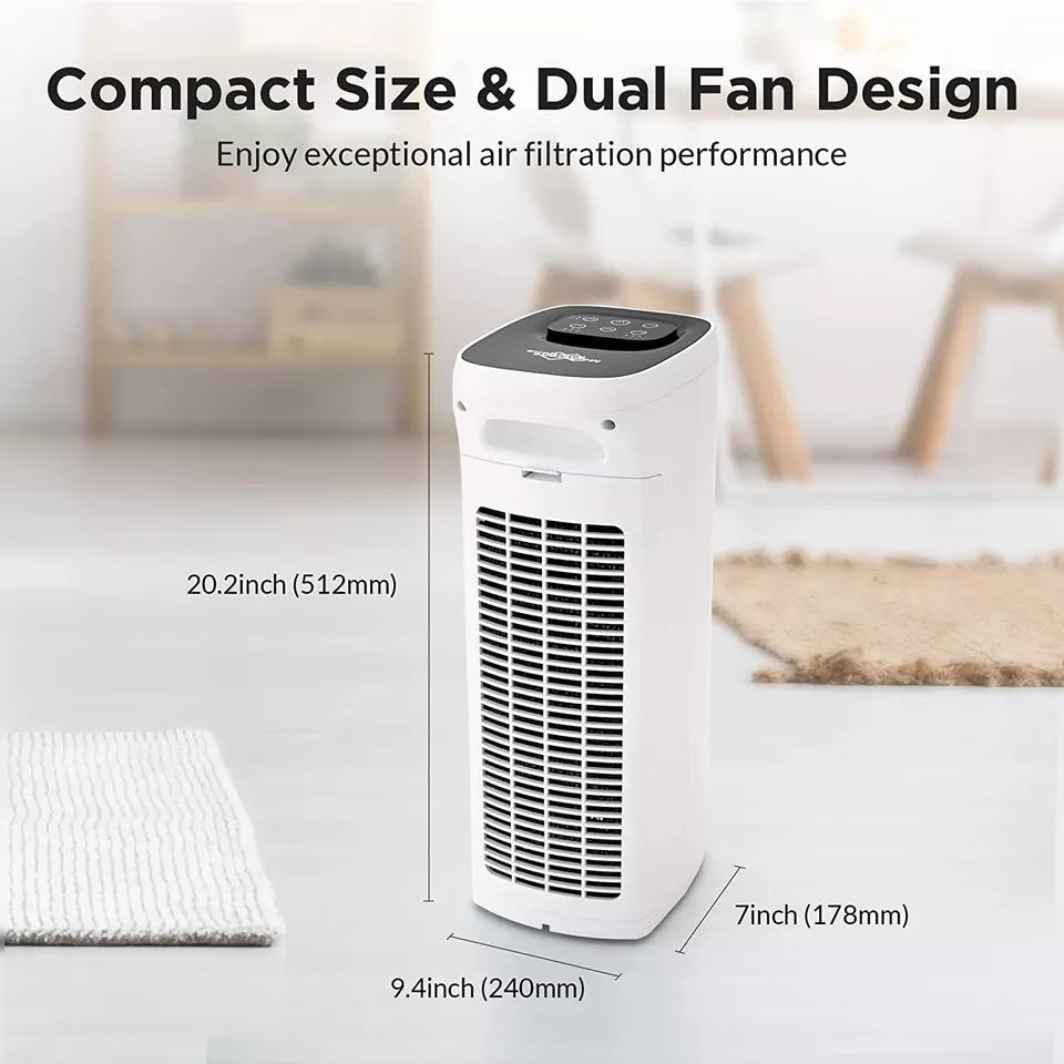 Air Purifier For Home Allergies Pets Smog, HEPA Filter,White Black Air Cleaner