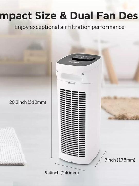 Air Purifier For Home Allergies Pets Smog, HEPA Filter,White Black Air Cleaner